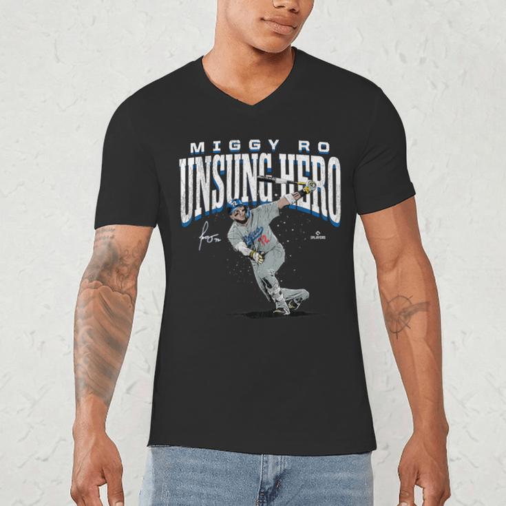 Miguel Rojas Unsung Hero Los Angeles Baseball MLBPA Men's V-Neck T-Shirt Miguel Rojas Unsung Hero Los Angeles Baseball MLBPA Men's V-Neck T-Shirt