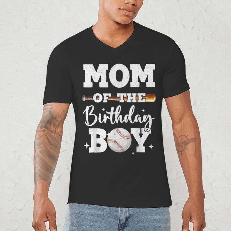 Mom Of The Birthday Boy Baseball Bday Family Men's V-Neck T-Shirt Mom Of The Birthday Boy Baseball Bday Family Men's V-Neck T-Shirt