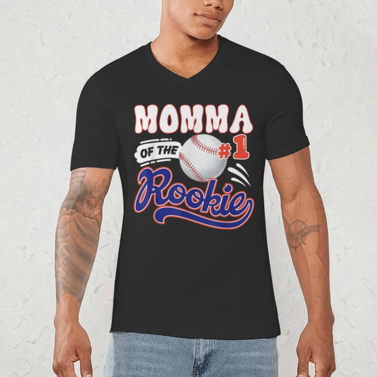 Momma Rookie Of Year 1st Birthday Baseball Theme Matching Men's V-Neck T-Shirt Momma Rookie Of Year 1st Birthday Baseball Theme Matching Men's V-Neck T-Shirt