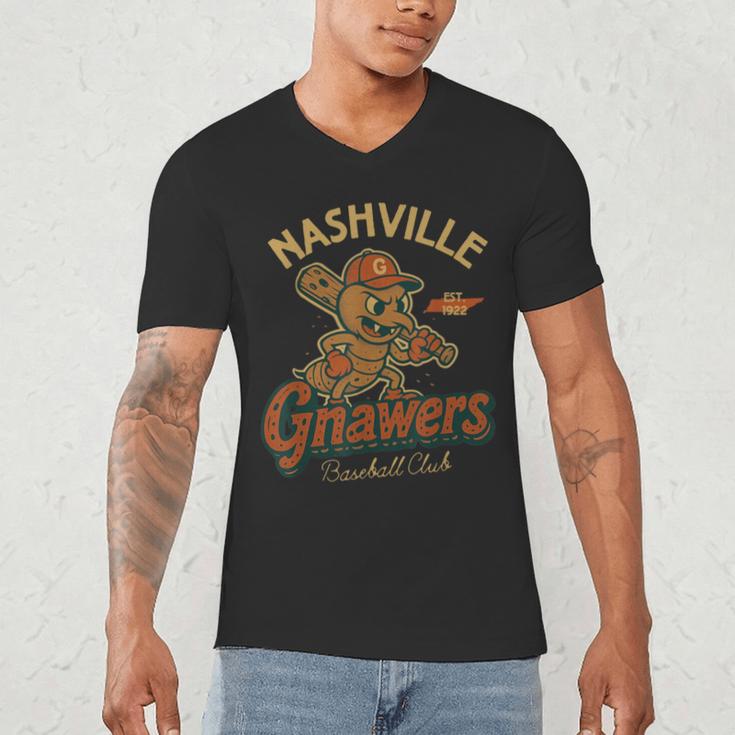 Nashville Gnawers Retro Minor League Baseball Men's V-Neck T-Shirt Nashville Gnawers Retro Minor League Baseball Men's V-Neck T-Shirt