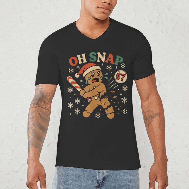Oh Snap Gingerbread 67 Meme Baseball Christmas Xmas Men's V-Neck T-Shirt Oh Snap Gingerbread 67 Meme Baseball Christmas Xmas Men's V-Neck T-Shirt