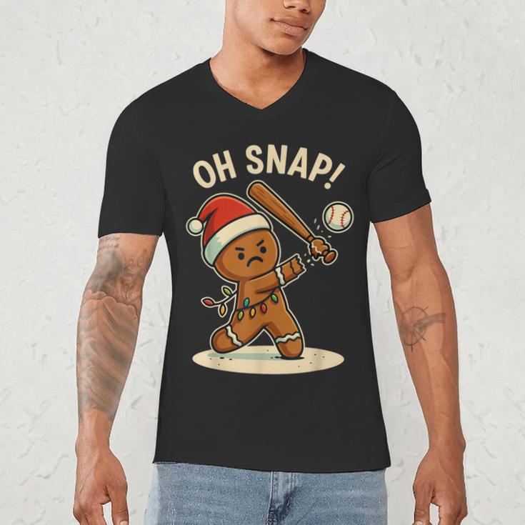 Oh Snap Gingerbreadman Baseball Christmas Men Boys Toddlers Men's V-Neck T-Shirt Oh Snap Gingerbreadman Baseball Christmas Men Boys Toddlers Men's V-Neck T-Shirt