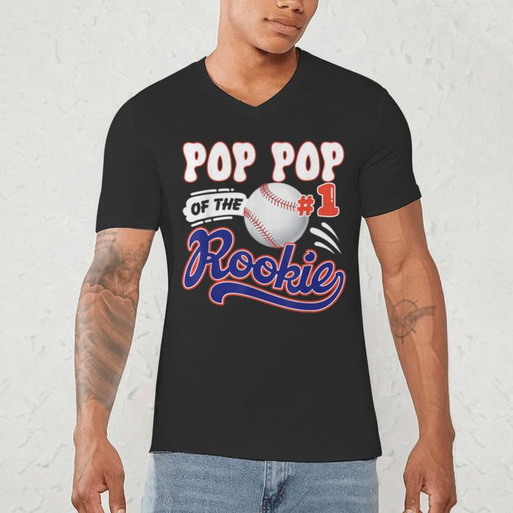 Pop Pop Rookie Of Year 1st Birthday Baseball Theme Matching Men's V-Neck T-Shirt Pop Pop Rookie Of Year 1st Birthday Baseball Theme Matching Men's V-Neck T-Shirt