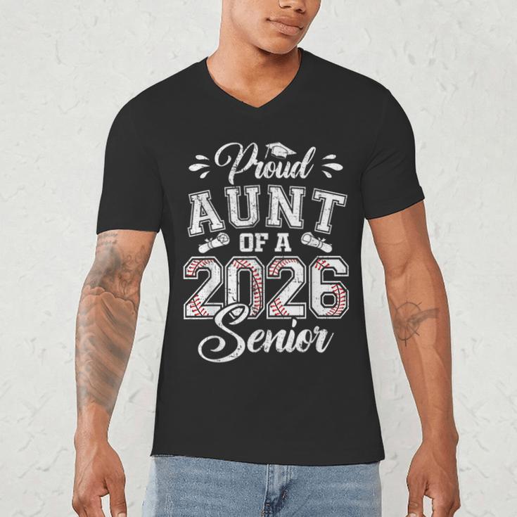 Proud Aunt Of A 2026 Senior Baseball Graduate Men's V-Neck T-Shirt Proud Aunt Of A 2026 Senior Baseball Graduate Men's V-Neck T-Shirt