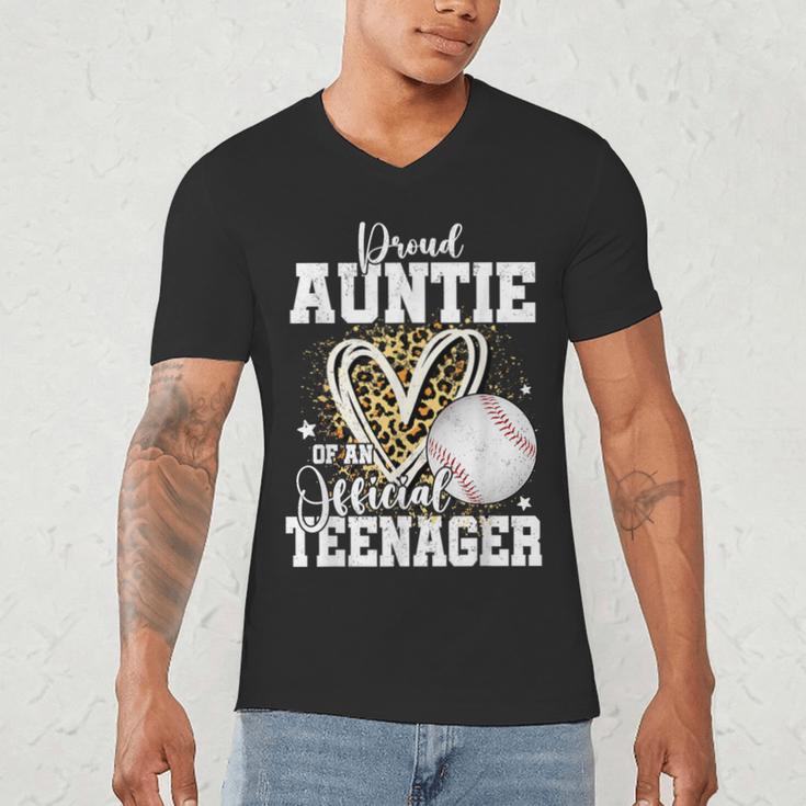 Proud Auntie Of An Official Teenager 13th Birthday Baseball Men's V-Neck T-Shirt Proud Auntie Of An Official Teenager 13th Birthday Baseball Men's V-Neck T-Shirt