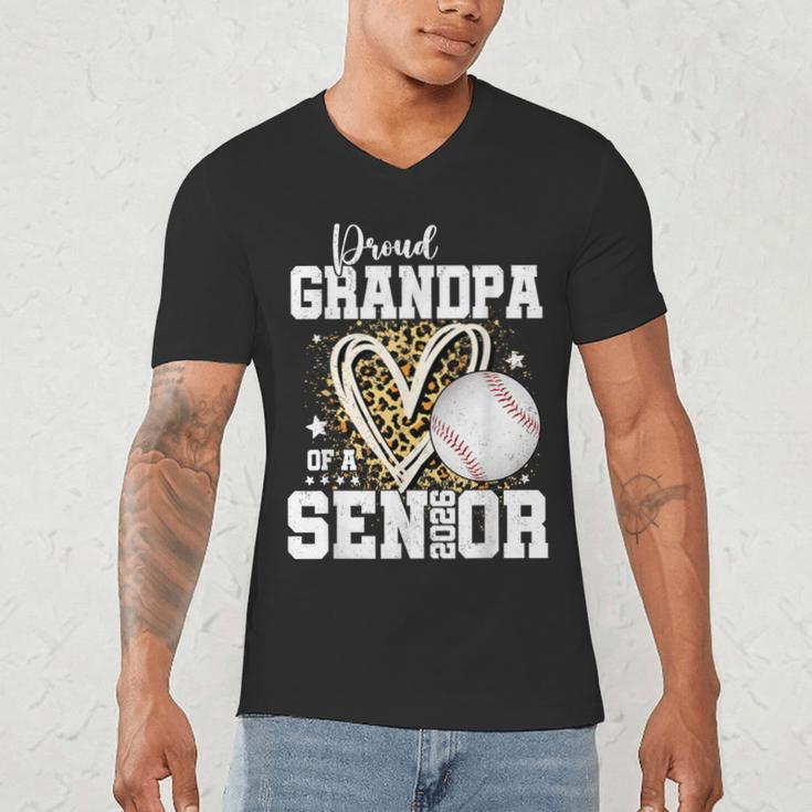 Proud Grandpa Of A 2026 Senior Baseball Graduation Leopard Men's V-Neck T-Shirt