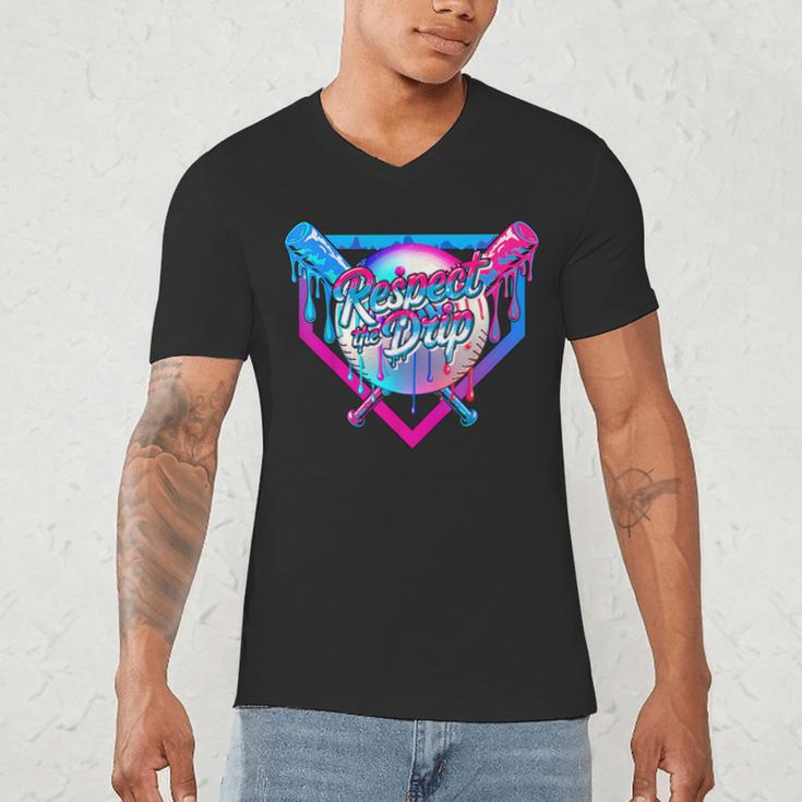 Respect The Drip Baseball Ice Cream For Kids Boys Youth Men's V-Neck T-Shirt Respect The Drip Baseball Ice Cream For Kids Boys Youth Men's V-Neck T-Shirt