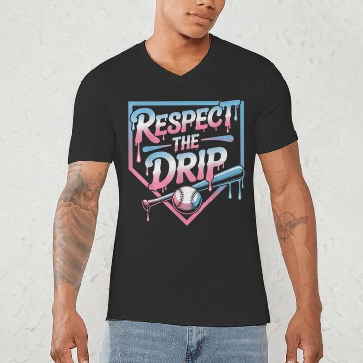 Respect The Drip Baseball Player Men's V-Neck T-Shirt
