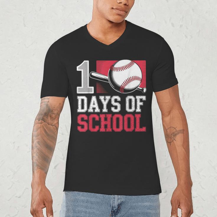 Retro 100 Days Of School Baseball Teacher Student 100 Days Men's V-Neck T-Shirt Retro 100 Days Of School Baseball Teacher Student 100 Days Men's V-Neck T-Shirt