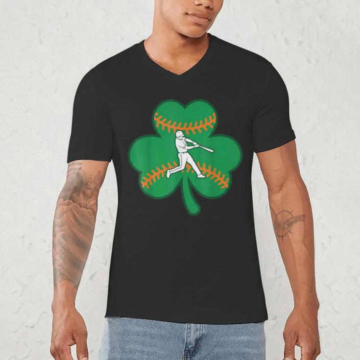 Retro Shamrock Baseball St Patricks Day Men Women Boys Girls Men's V-Neck T-Shirt