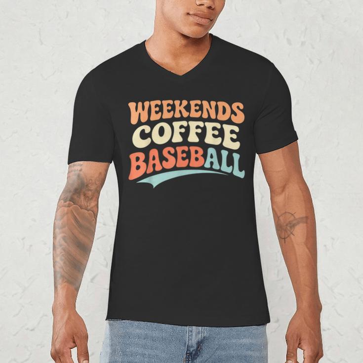 Weekends Coffee Baseball Retro Vibes Men's V-Neck T-Shirt
