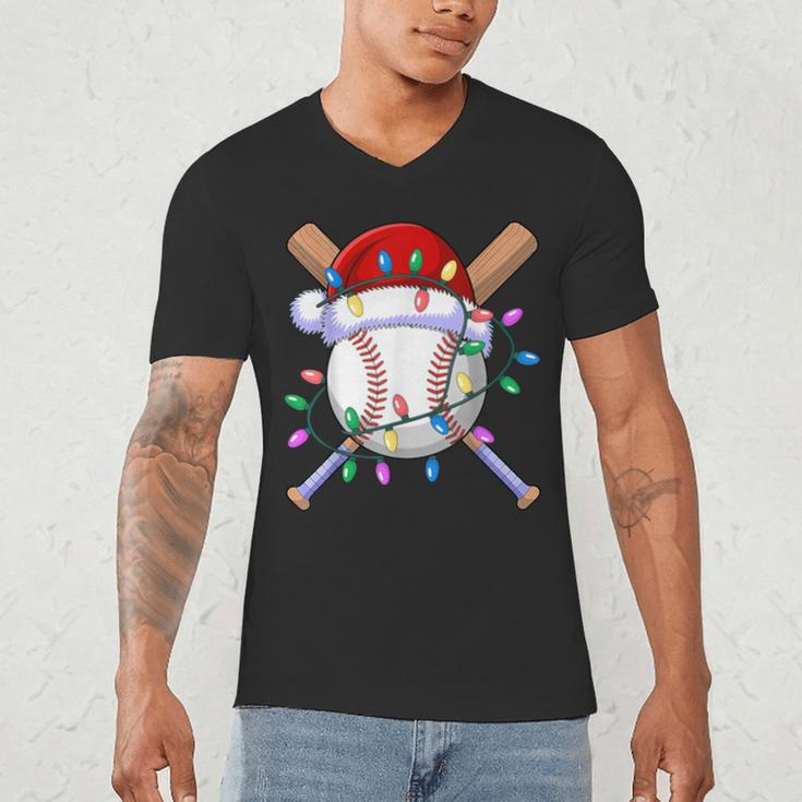 Santa Sports Christmas Baseball Player Men's V-Neck T-Shirt Santa Sports Christmas Baseball Player Men's V-Neck T-Shirt