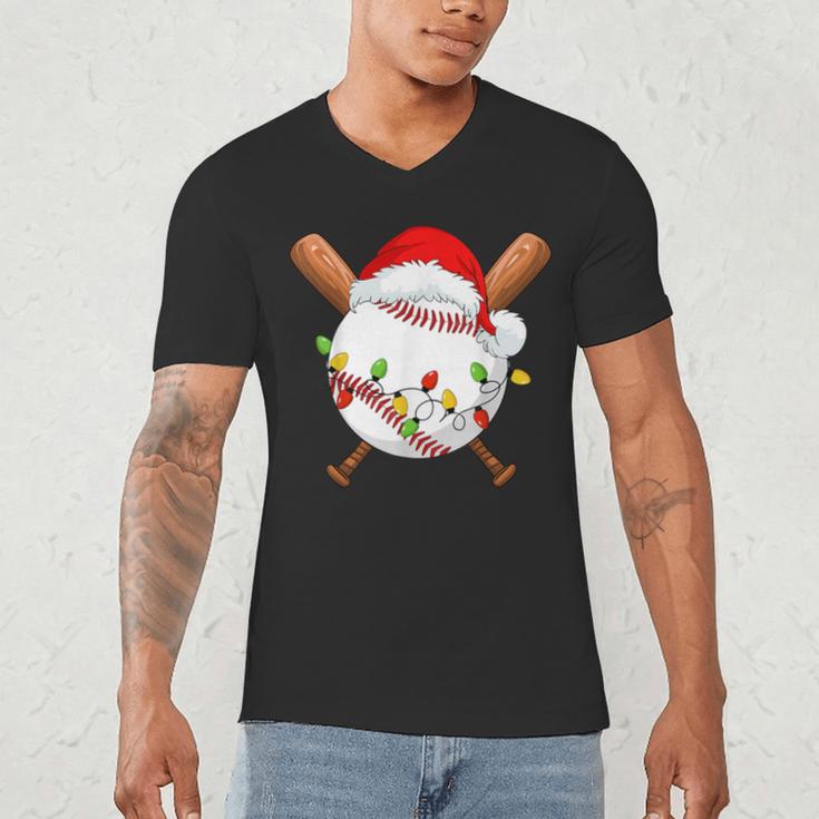 Santa Sports For Men Boys Christmas Baseball Player Men's V-Neck T-Shirt