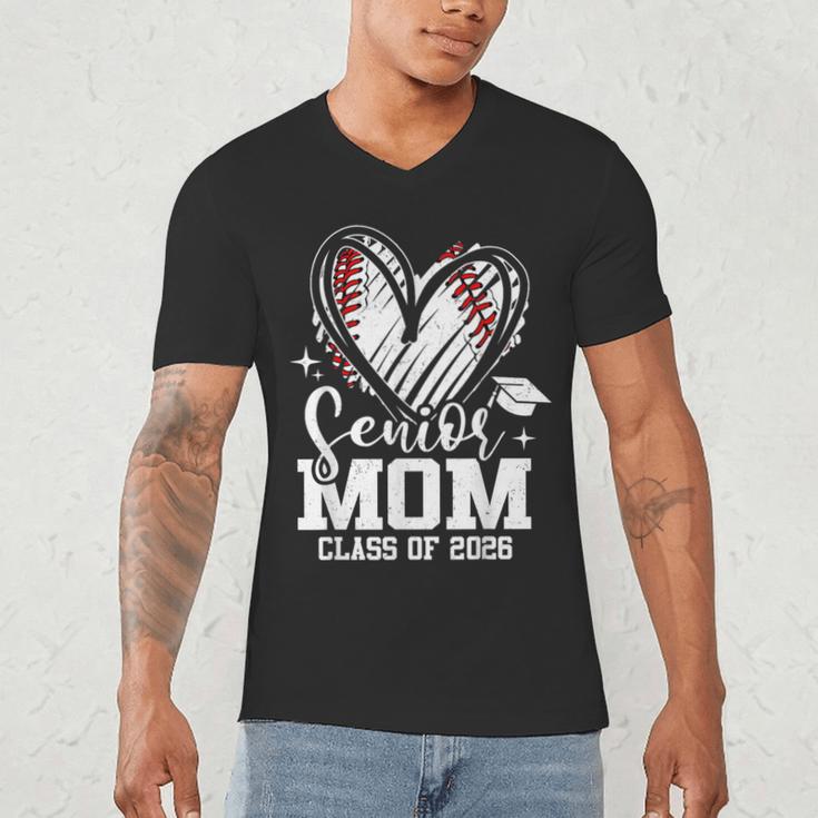 Senior Mom Class Of 2026 Baseball Graduation Heart Men's V-Neck T-Shirt Senior Mom Class Of 2026 Baseball Graduation Heart Men's V-Neck T-Shirt