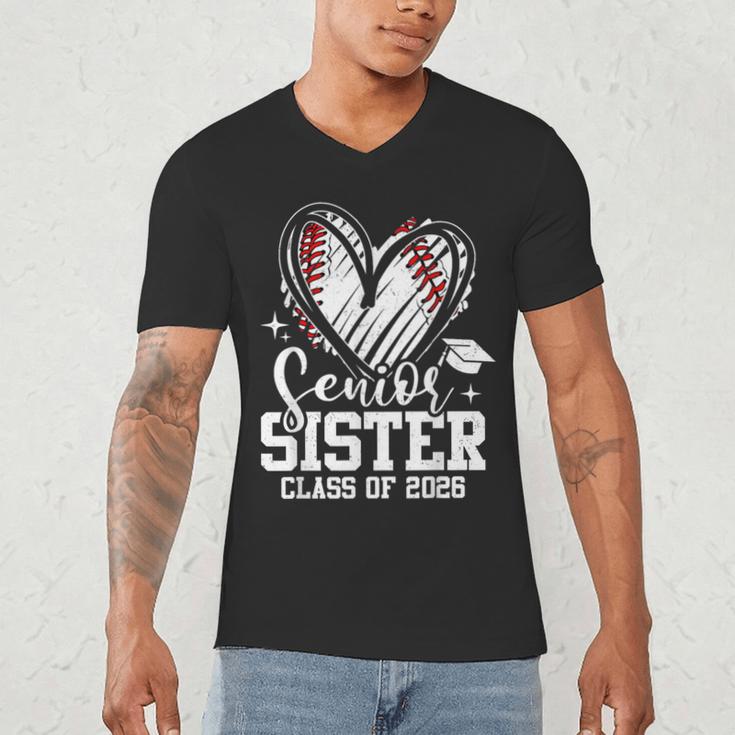 Senior Sister Class Of 2026 Baseball Graduation Heart Men's V-Neck T-Shirt Senior Sister Class Of 2026 Baseball Graduation Heart Men's V-Neck T-Shirt