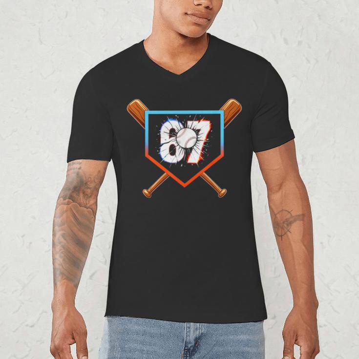 Six Seven 67 Baseball Birthday Boy Men Kids Boys Men's V-Neck T-Shirt