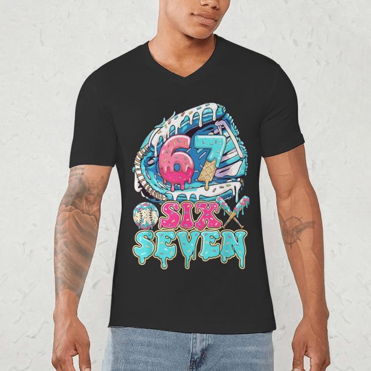 Six Seven 67 Ice Cream Drip Baseball For Boy Kids Youth Men's V-Neck T-Shirt