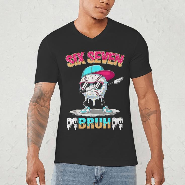 Six Seven 67 Meme Ice Cream Drip Baseball Dabbing Boy Kids Men's V-Neck T-Shirt Six Seven 67 Meme Ice Cream Drip Baseball Dabbing Boy Kids Men's V-Neck T-Shirt
