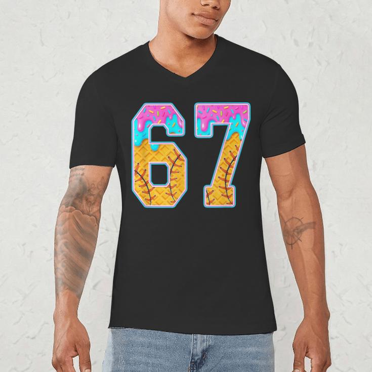 Six Seven Baseball Drip Men's V-Neck T-Shirt