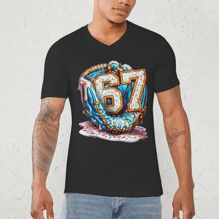 Six Seven Baseball Lifestyle 67 Meme Gen Alpha Slang Men's V-Neck T-Shirt