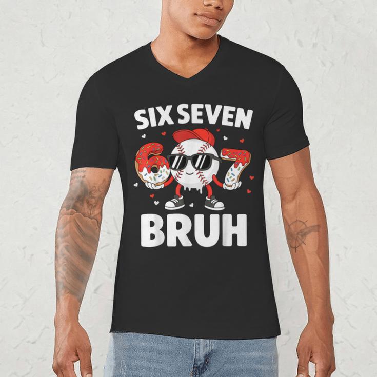 Six Seven Bruh Valentines Baseball Kids 67 Valentine Boys Men's V-Neck T-Shirt Six Seven Bruh Valentines Baseball Kids 67 Valentine Boys Men's V-Neck T-Shirt