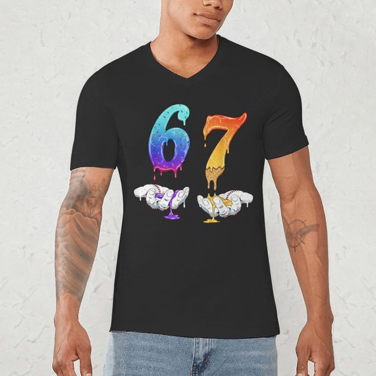Six Seven Ice Cream Drip Cool Meme 67 Number Baseball Men's V-Neck T-Shirt Six Seven Ice Cream Drip Cool Meme 67 Number Baseball Men's V-Neck T-Shirt
