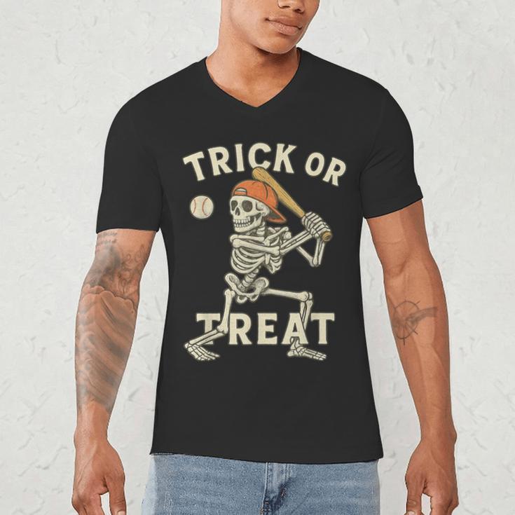Skeleton Baseball Halloween Costume Men Boys Kids Tee Men's V-Neck T-Shirt