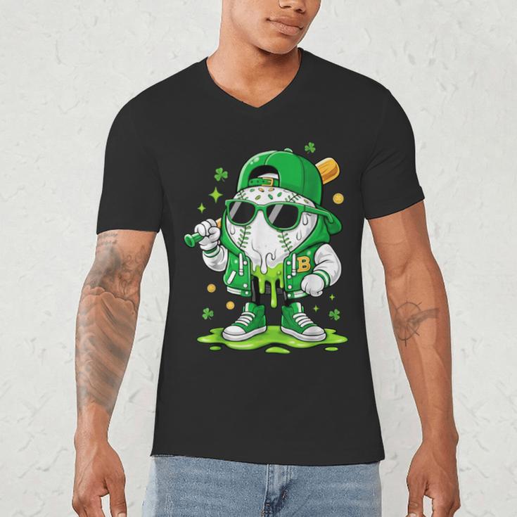 St Patrick Day Baseball Drip Ice Cream Men Boys Kids Men's V-Neck T-Shirt St Patrick Day Baseball Drip Ice Cream Men Boys Kids Men's V-Neck T-Shirt
