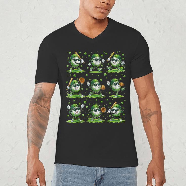 St Patricks Day Baseball Ice Cream Boys Baseball Player Men's V-Neck T-Shirt St Patricks Day Baseball Ice Cream Boys Baseball Player Men's V-Neck T-Shirt