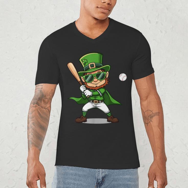 St Patrick’s Day Leprechaun Baseball Irish Graphic Men's V-Neck T-Shirt St Patrick’s Day Leprechaun Baseball Irish Graphic Men's V-Neck T-Shirt