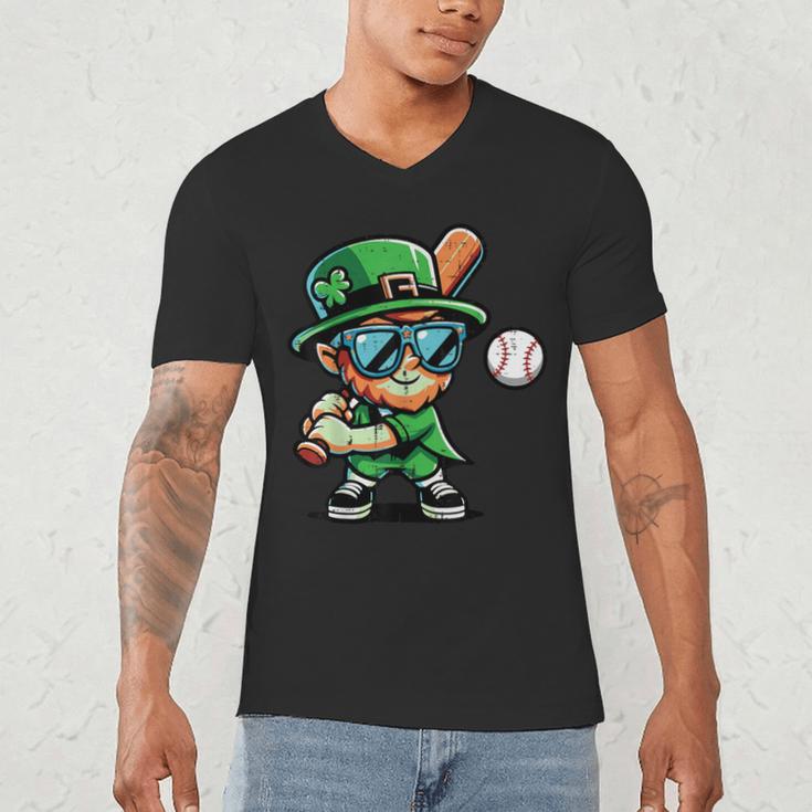 St Patricks Day Leprechaun Baseball Saint Paddys Boys Men Men's V-Neck T-Shirt St Patricks Day Leprechaun Baseball Saint Paddys Boys Men Men's V-Neck T-Shirt