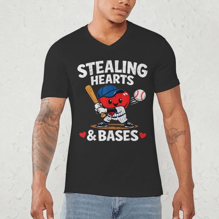 Stealing Hearts & Bases Valentine’s Day Baseball Love Men's V-Neck T-Shirt Stealing Hearts & Bases Valentine’s Day Baseball Love Men's V-Neck T-Shirt