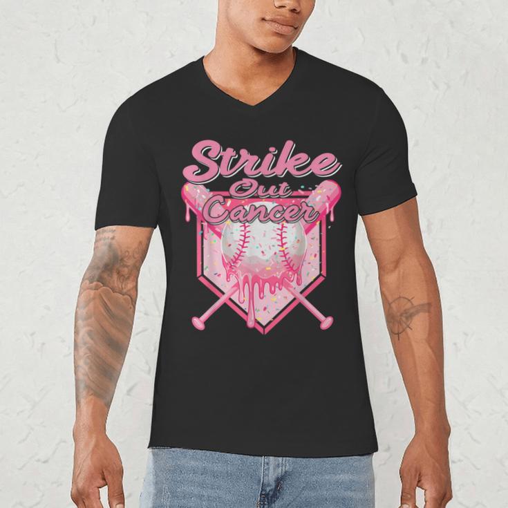 Strike Out Breast Cancer Baseball Drip For Boys Youth Men's V-Neck T-Shirt Strike Out Breast Cancer Baseball Drip For Boys Youth Men's V-Neck T-Shirt
