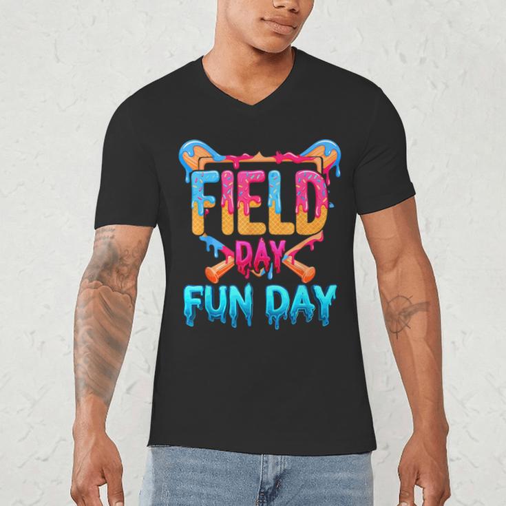 Teacher Kids Field Day 2026 Baseball Field Day Fun Day Men's V-Neck T-Shirt Teacher Kids Field Day 2026 Baseball Field Day Fun Day Men's V-Neck T-Shirt