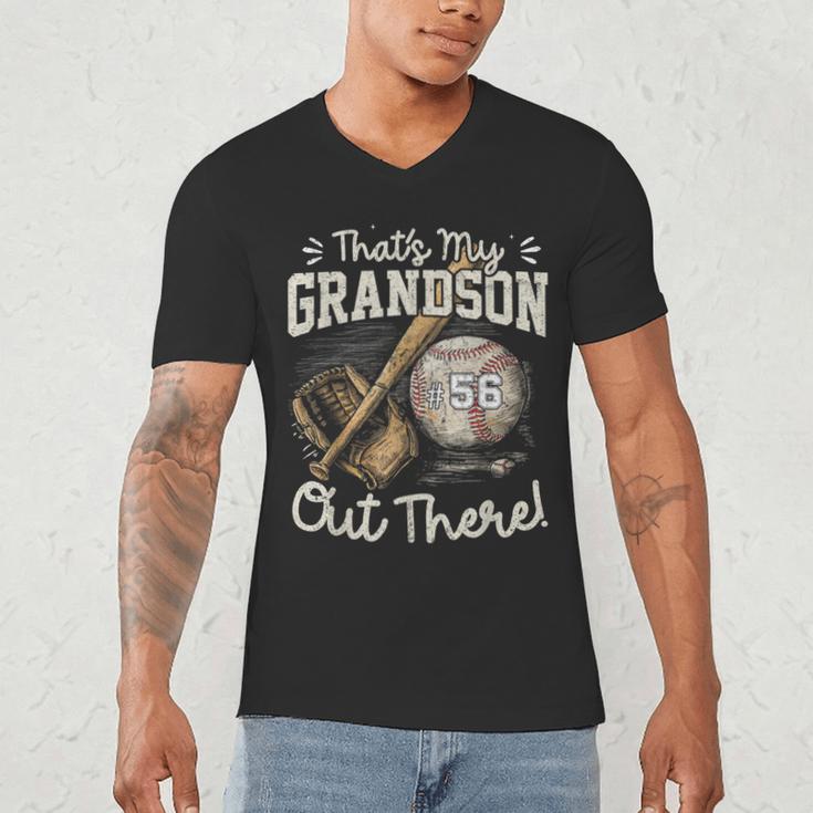That's My Grandson Out There Jersey Number 56 Baseball Men's V-Neck T-Shirt