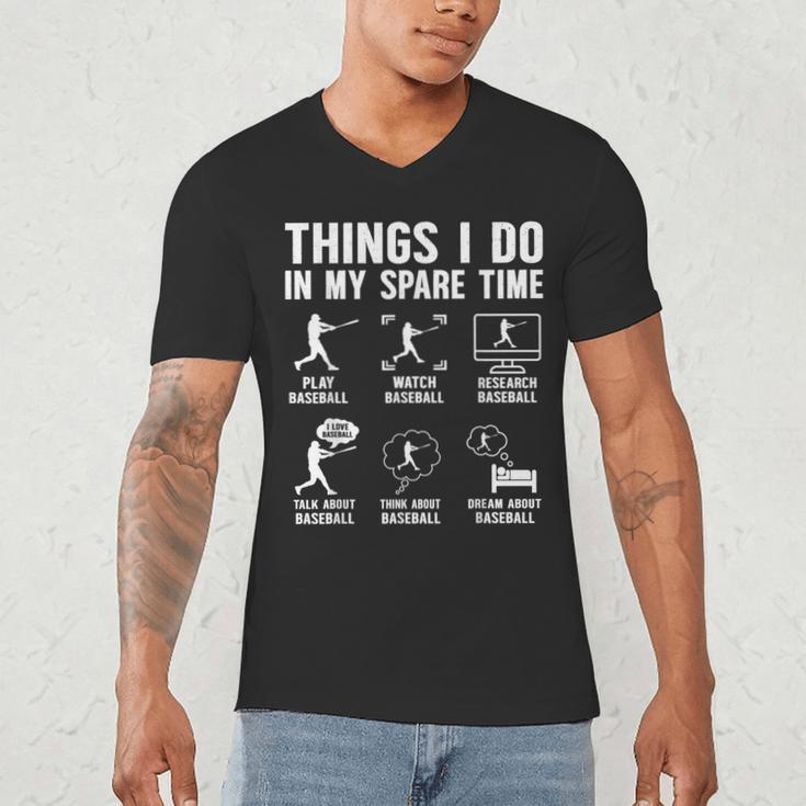 Things I Do In My Spare Time Baseball Lovers Kids Boys Men's V-Neck T-Shirt