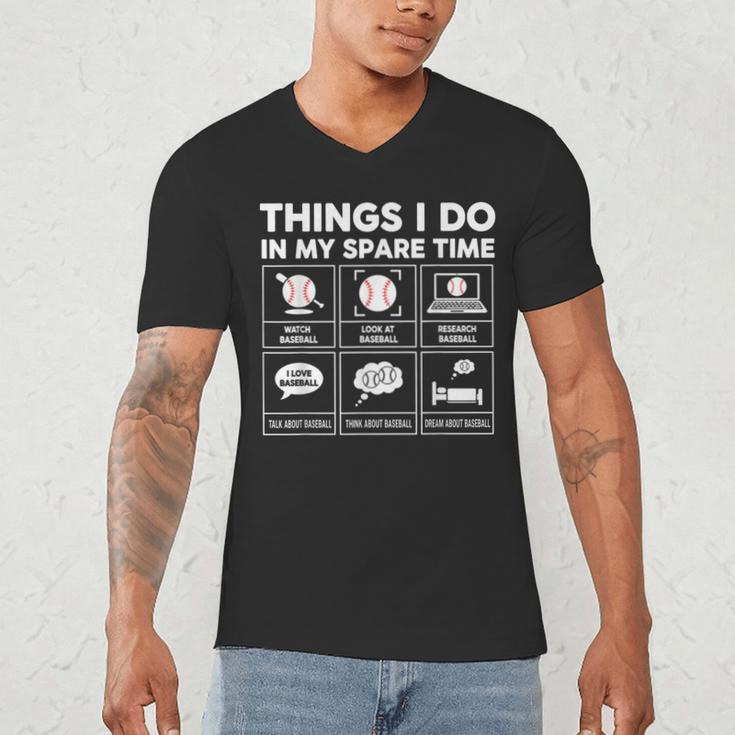 Things I Do Spare Time Baseball Player Men Women Kids Men's V-Neck T-Shirt Things I Do Spare Time Baseball Player Men Women Kids Men's V-Neck T-Shirt