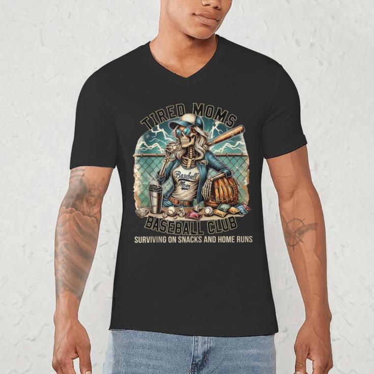 Tired Mom's Baseball Club Surviving On Snacks And Home Runs Men's V-Neck T-Shirt Tired Mom's Baseball Club Surviving On Snacks And Home Runs Men's V-Neck T-Shirt