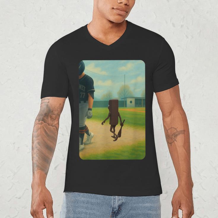 Tung Tung Tung Sahur Baseball Meme Men's V-Neck T-Shirt Tung Tung Tung Sahur Baseball Meme Men's V-Neck T-Shirt