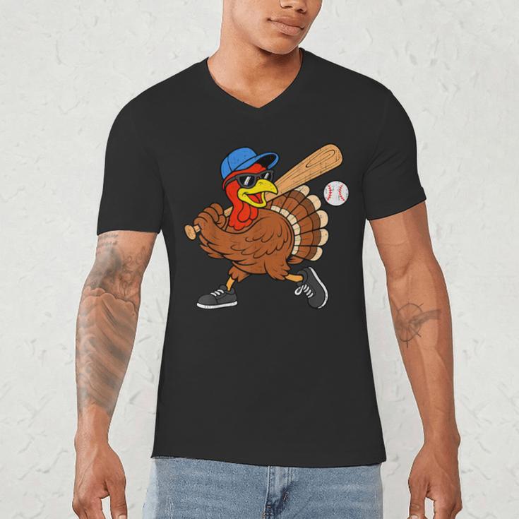 Turkey Baseball Thanksgiving Sports Humor Men Boy Kids Men's V-Neck T-Shirt Turkey Baseball Thanksgiving Sports Humor Men Boy Kids Men's V-Neck T-Shirt
