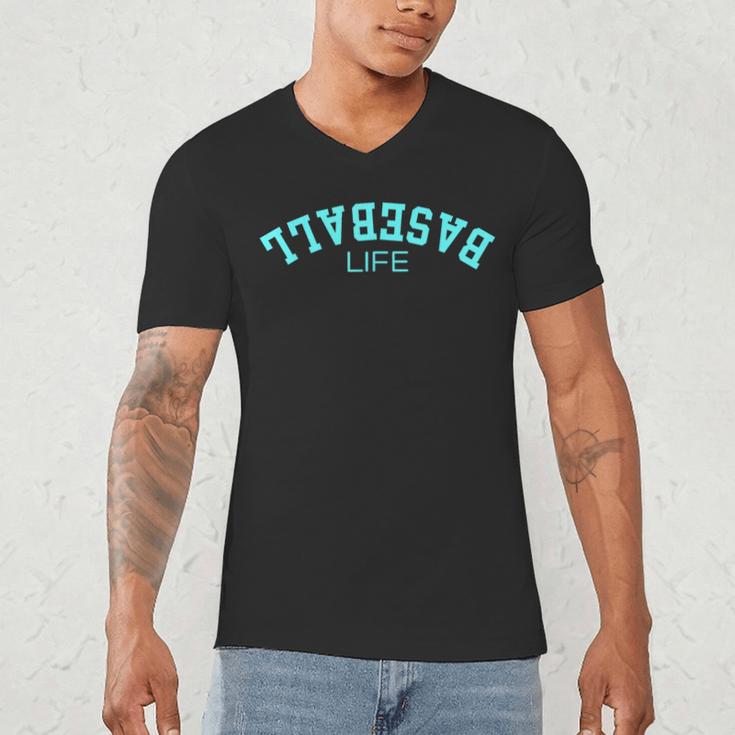 Upside Down Baseball Life Game Day Boys Girls Youth Men's V-Neck T-Shirt