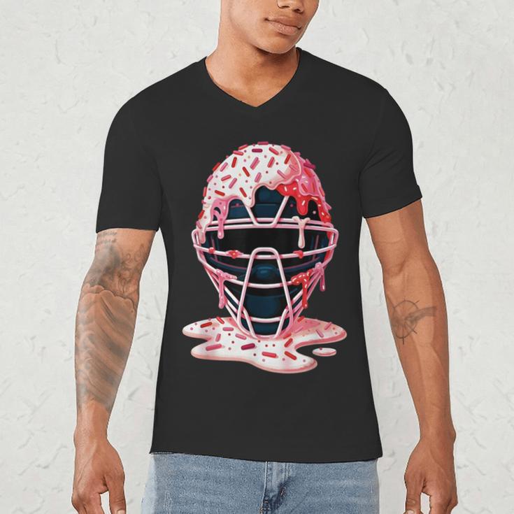 Valentine Baseball Catcher Mask Ice Cream Drip Tee For Boys Men's V-Neck T-Shirt Valentine Baseball Catcher Mask Ice Cream Drip Tee For Boys Men's V-Neck T-Shirt