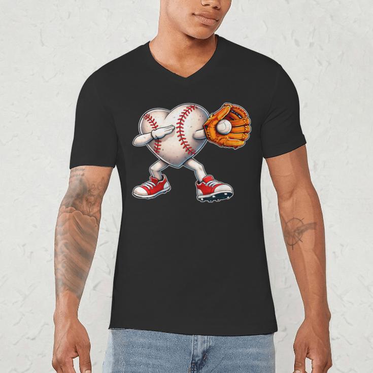 Valentine Baseball Heart Sport Love Valentines Day Boys Kids Men's V-Neck T-Shirt