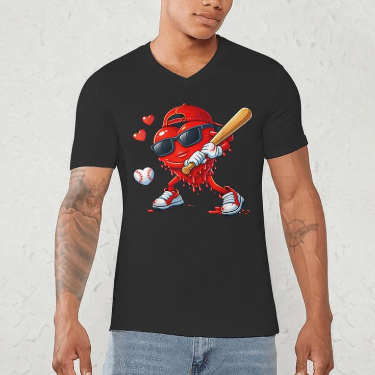 Valentine Baseball Heart Sports Love Valentines Day Boys Men's V-Neck T-Shirt