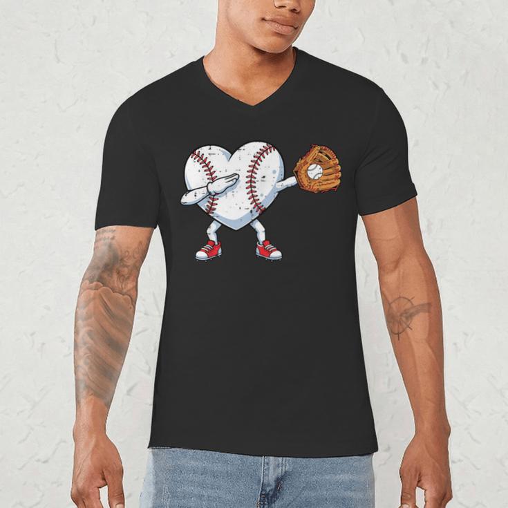 Valentines Day Baseball Ball Heart Dab Boys Kids Men Men's V-Neck T-Shirt Valentines Day Baseball Ball Heart Dab Boys Kids Men Men's V-Neck T-Shirt