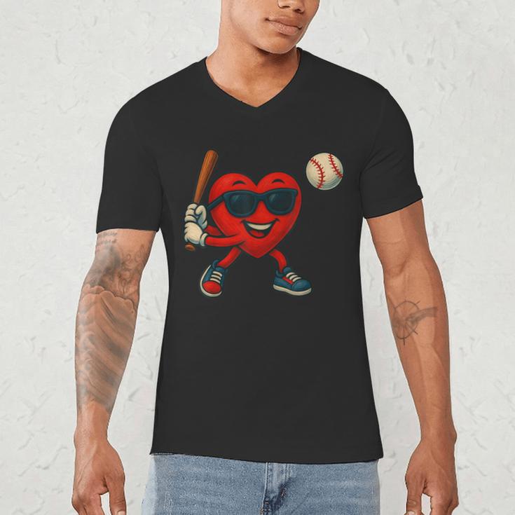 Valentines Day Baseball Red Heart Love Boys Kids Tee Men's V-Neck T-Shirt Valentines Day Baseball Red Heart Love Boys Kids Tee Men's V-Neck T-Shirt