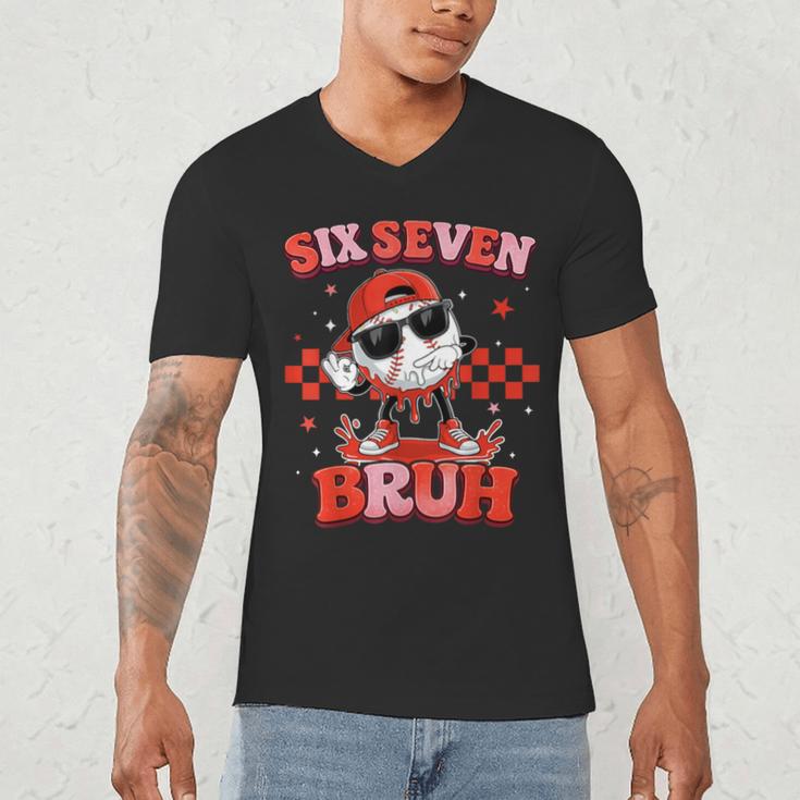 Valentines Day Baseball Six Seven 67 Meme Heart Baseball Dab Men's V-Neck T-Shirt Valentines Day Baseball Six Seven 67 Meme Heart Baseball Dab Men's V-Neck T-Shirt