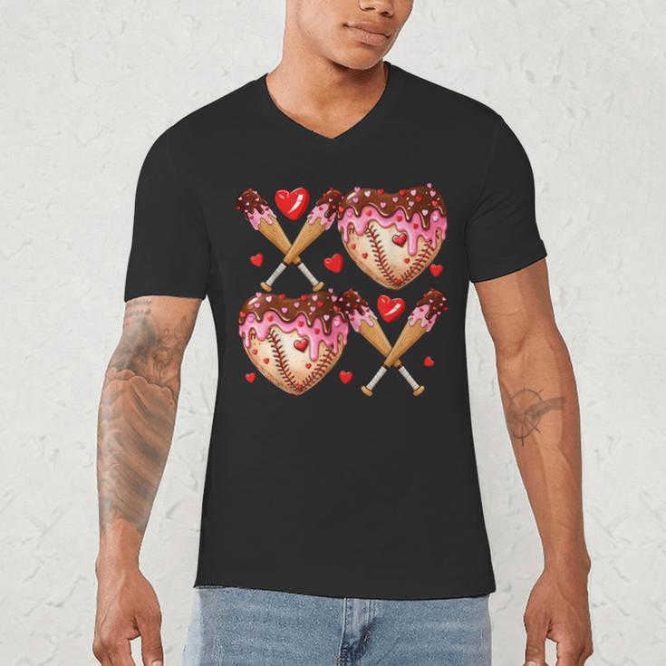 Valentines Day Drip Heart Baseball XOXO Boys Kids Men Sport Men's V-Neck T-Shirt Valentines Day Drip Heart Baseball XOXO Boys Kids Men Sport Men's V-Neck T-Shirt