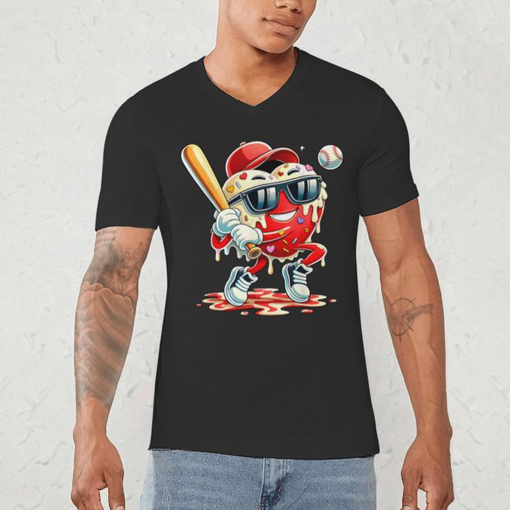 Valentines Day Heart Baseball Drip Ice Cream Boys Kids Men Men's V-Neck T-Shirt Valentines Day Heart Baseball Drip Ice Cream Boys Kids Men Men's V-Neck T-Shirt