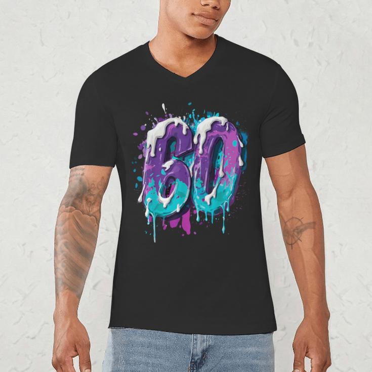 Vintage Baseball 60 Number Men's V-Neck T-Shirt Vintage Baseball 60 Number Men's V-Neck T-Shirt